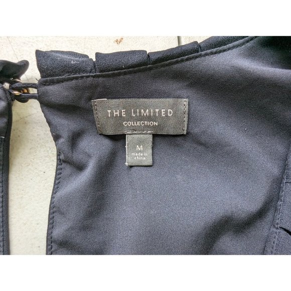 The LImited Collection long sleeve pleated collar navy blue‎ open back dress M - Picture 9 of 10